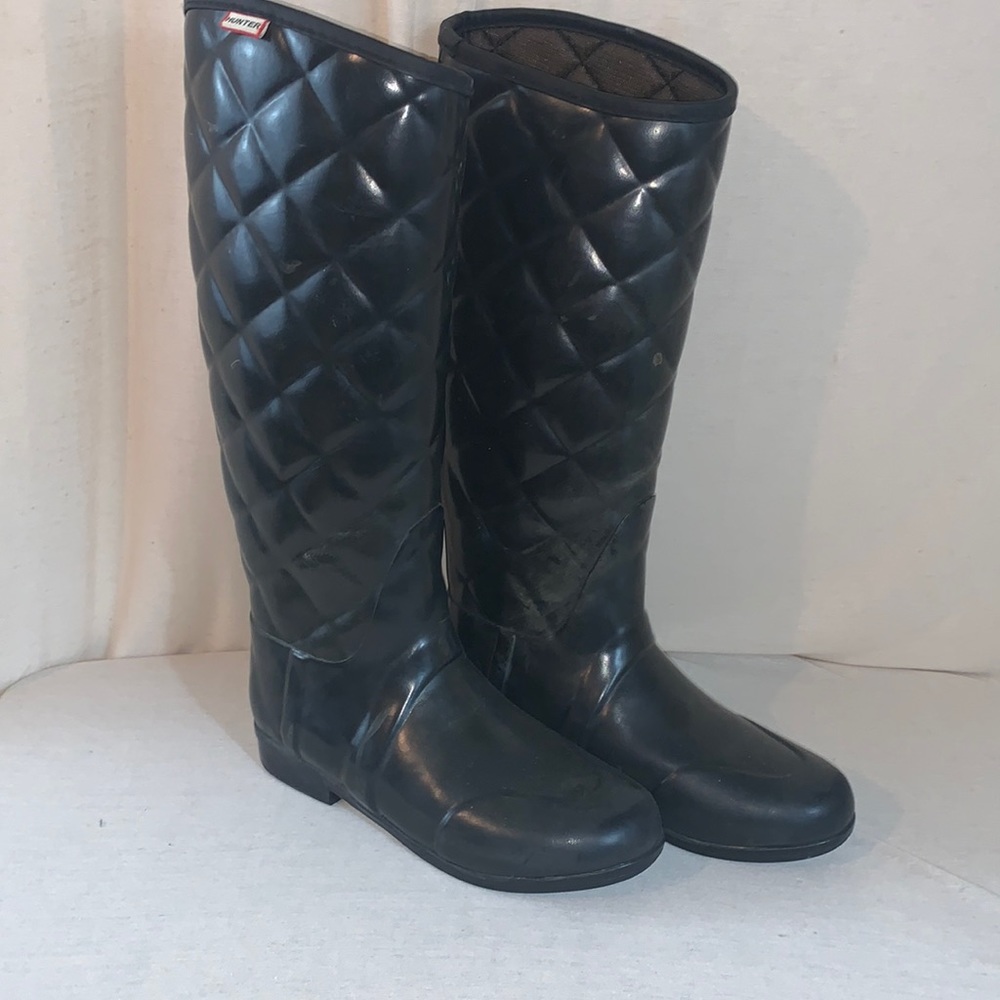 Hunter’s Women’s Refined Quilted Rain Boots Black Size US 7